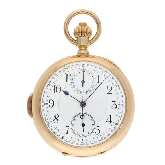 Swiss 18 carat gold fine chronograph compteur Circa 1890 Swiss 18 carat gold fine chronograph compteur Circa 1890