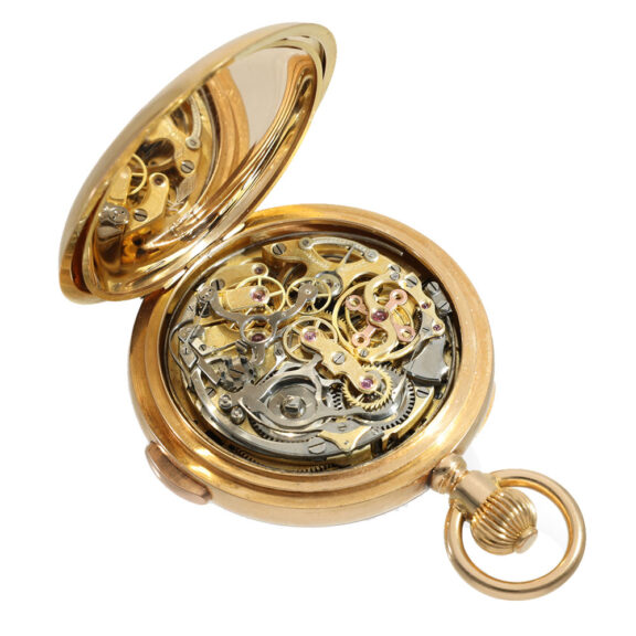Swiss 18 carat gold fine chronograph compteur Circa 1890 Swiss 18 carat gold fine chronograph compteur Circa 1890