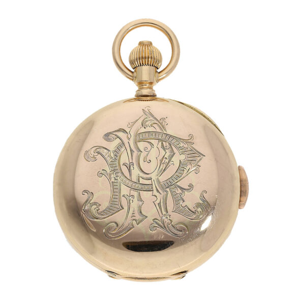 Swiss 18 carat gold fine chronograph compteur Circa 1890 Swiss 18 carat gold fine chronograph compteur Circa 1890