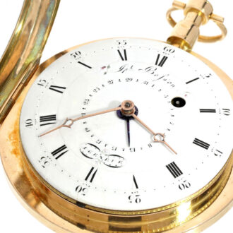 Swiss gold, enamel open faced pocket watch Circa 1785 Swiss gold, enamel open faced pocket watch Circa 1785