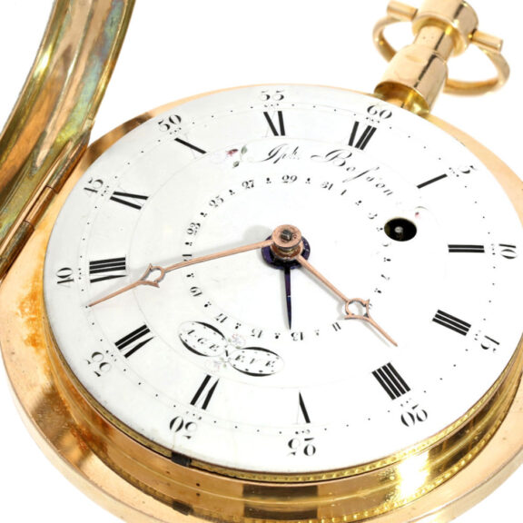 Swiss gold, enamel open faced pocket watch Circa 1785 Swiss gold, enamel open faced pocket watch Circa 1785