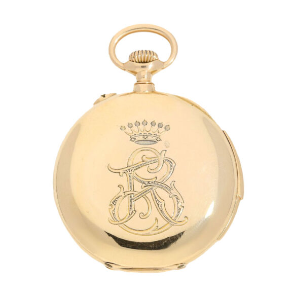 Swiss gold open faced minute repeater watch Circa 1915 Swiss gold open faced minute repeater watch Circa 1915