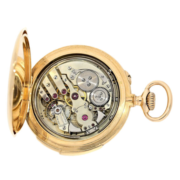 Swiss gold open faced minute repeater watch Circa 1915 Swiss gold open faced minute repeater watch Circa 1915