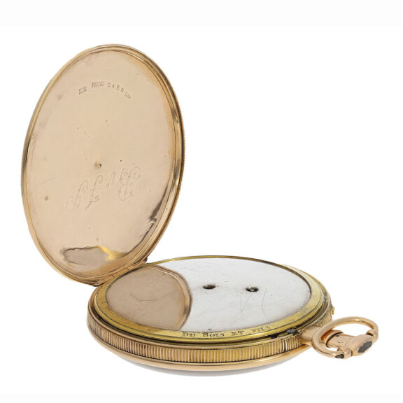 Both the dial and the dust cover bear the signature of DuBois et Fils, further attesting to the authenticity and provenance of this pocket watch Both the dial and the dust cover bear the signature of DuBois et Fils, further attesting to the authenticity and provenance of this pocket watch