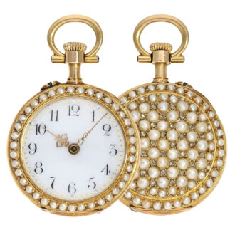 Swiss gold ladies watch with diamonds and pearls Circa 1910