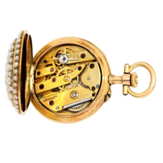 Swiss gold ladies watch with diamonds and pearls Circa 1910