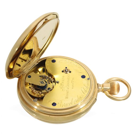 English 18 carat gold deck watch with carousel and chronograph Circa 1903 English 18 carat gold deck watch with carousel and chronograph Circa 1903