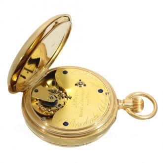 English 18 carat gold deck watch with carousel and chronograph Circa 1903