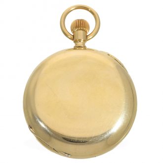 English 18 carat gold deck watch with carousel and chronograph Circa 1903