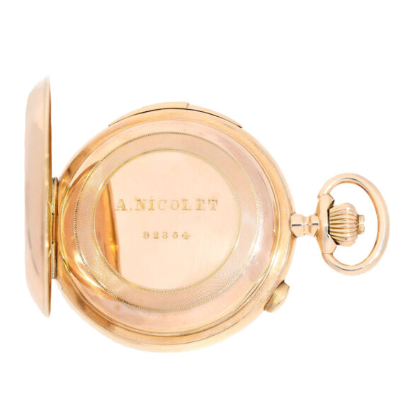 Swiss gold lever watch with minute repeater Circa 1900 Swiss gold lever watch with minute repeater Circa 1900