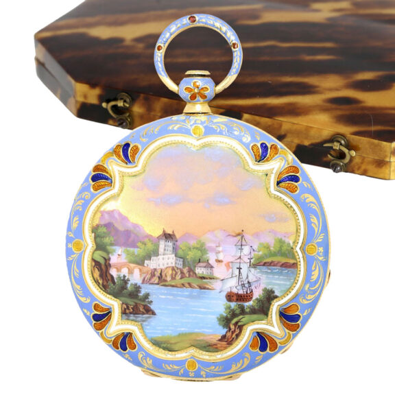 Exquisite Swiss gold cylinder pocket watch Circa 1850 Exquisite Swiss gold cylinder pocket watch Circa 1850
