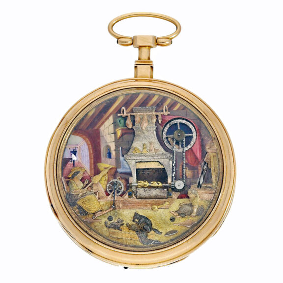 Swiss gold/enamel watch with seven automatons Circa 1815 Swiss gold/enamel watch with seven automatons Circa 1815