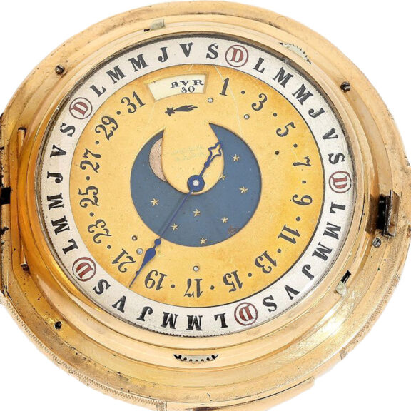 Swiss gold full hunter cased astronomical watch Circa 1880 Swiss gold full hunter cased astronomical watch Circa 1880