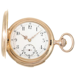 Swiss 14 carat heavy gold hunter case pocket watch Circa 1900