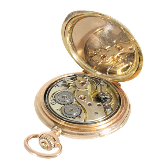 Swiss 14 carat heavy gold hunter case pocket watch Circa 1900 Swiss 14 carat heavy gold hunter case pocket watch Circa 1900