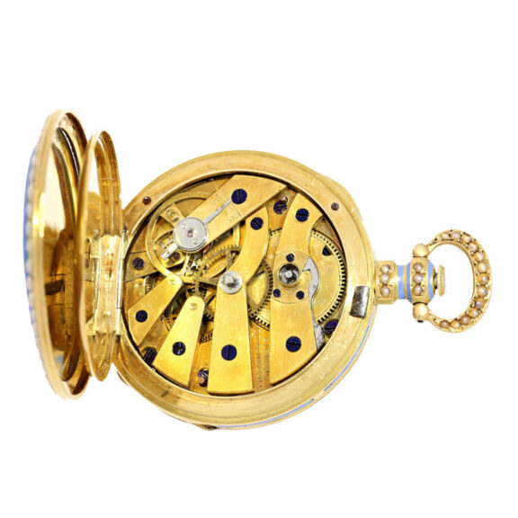 Swiss gold lady's cylinder, original orient pearls Circa 1830 Swiss gold lady's cylinder, original orient pearls Circa 1830