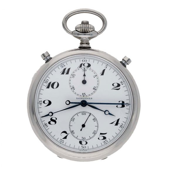 Swiss stainless steel split seconds chronograph Circa 1945 Swiss stainless steel split seconds chronograph Circa 1945