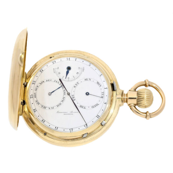 Rare Swiss gold double sided calendar watch Circa 1875 Rare Swiss gold double sided calendar watch Circa 1875