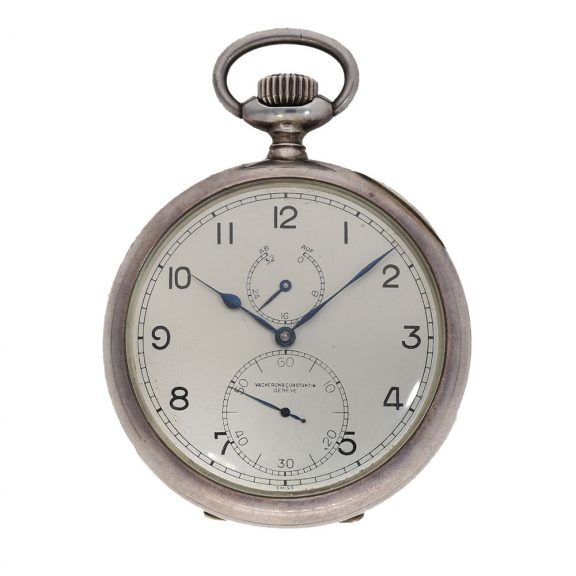 Swiss silver deck chronometer with power reserve indicator Circa 1940