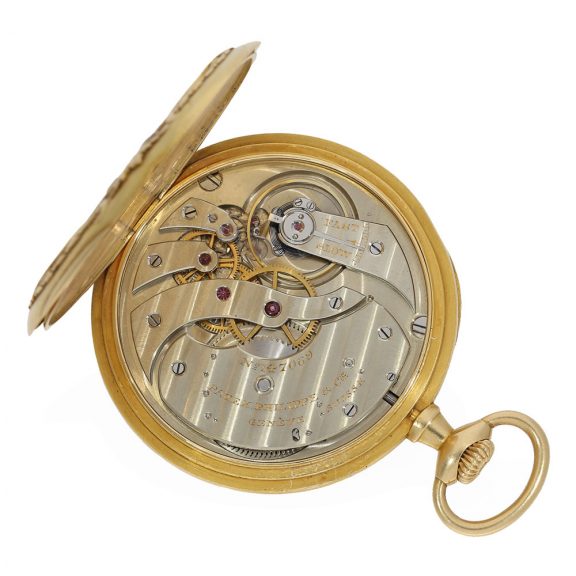 Swiss 18 carat gold and enamel high relief watch in original box Circa 1907 Swiss 18 carat gold and enamel high relief watch in original box Circa 1907