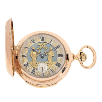 Swiss pink gold minute repeater automaton watch Circa 1890