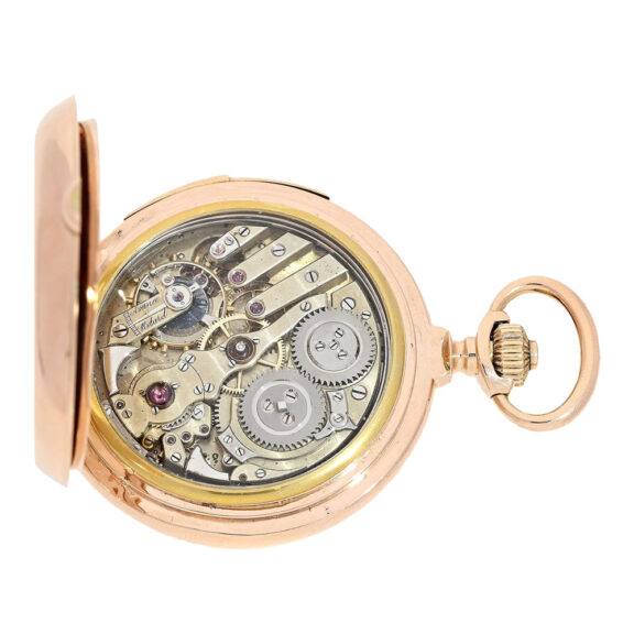 Swiss pink gold minute repeater automaton watch Circa 1890 Swiss pink gold minute repeater automaton watch Circa 1890