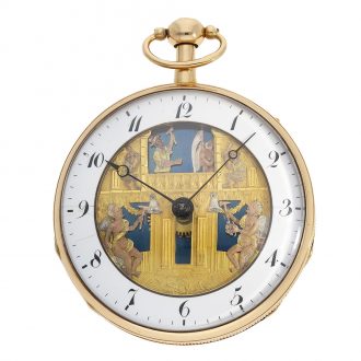 Swiss pocket watch with repeater and figure automaton Circa 1820