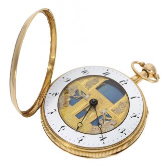 Swiss pocket watch with repeater and figure automaton Circa 1820