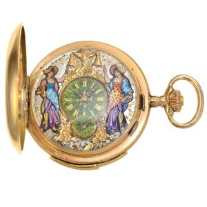 Swiss repeating watch with automaton 