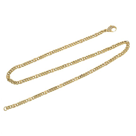 Swiss 18 carat gold dress watch ’Diamonds’ with original chain Circa 1990 Swiss 18 carat gold dress watch ’Diamonds’ with original chain Circa 1990