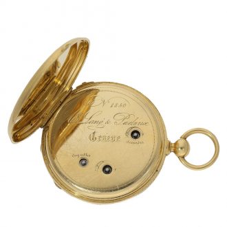 Swiss 18 Carat gold water drop shaped rarity with coined band Circa 1850