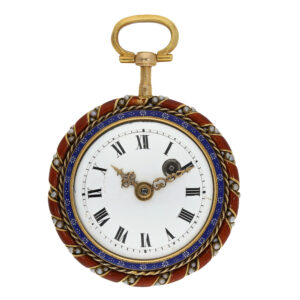 French 18K gold, enamel and pearl set verge watch Circa 1780