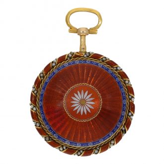 French 18K gold, enamel and pearl set verge watch Circa 1780