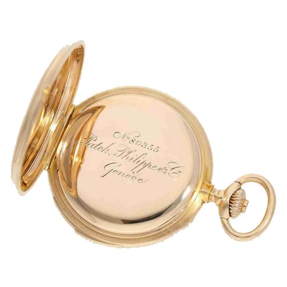 Swiss 18 carat gold top quality watch with double complication Circa 1888 Swiss 18 carat gold top quality watch with double complication Circa 1888