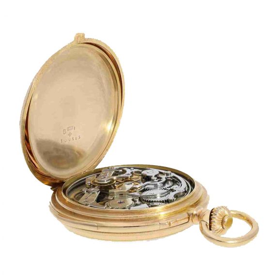 Swiss 18 carat gold top quality watch with double complication Circa 1888 Swiss 18 carat gold top quality watch with double complication Circa 1888