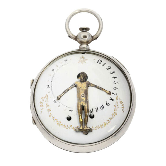 French verge watch with "bras en l'air" automaton Circa 1790