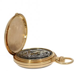 Swiss 18 carat gold pocket watch with unusual double complication Circa 1879