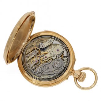 Swiss 18 carat gold pocket watch with unusual double complication Circa 1879