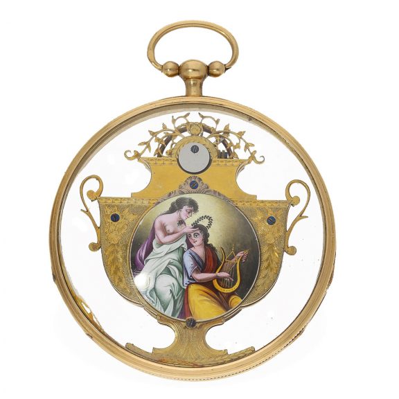 Swiss 18 carat pink gold and enamel verge watch Circa 1780 Swiss 18 carat pink gold and enamel verge watch Circa 1780