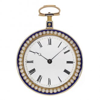 English 18 carat gold and enamel watch with duplex escapement Circa 1810