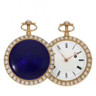 French 18 carat gold and enamel verge watch with repeater Circa 1800