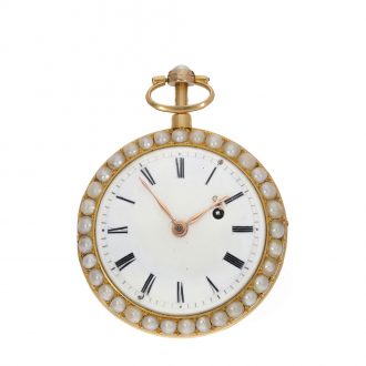 French 18 carat gold and enamel verge watch with repeater Circa 1800