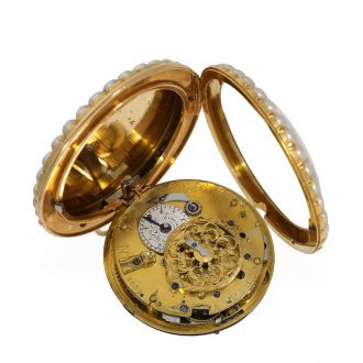 French 18 carat gold and enamel verge watch with repeater Circa 1800