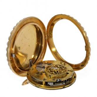 French 18 carat gold and enamel verge watch with repeater Circa 1800