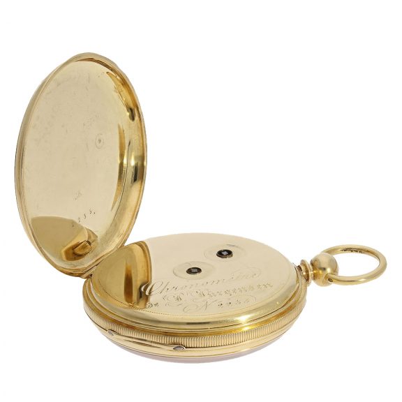 A very fine Danish pocket chronometer with well preserved enamel dial Circa 1839 A very fine Danish pocket chronometer with well preserved enamel dial Circa 1839