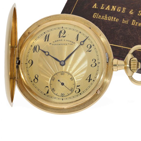 German 18 carat gold full hunter cased watch with original box Circa 1911 German 18 carat gold full hunter cased watch with original box Circa 1911