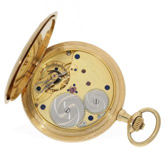 German 18 carat gold full hunter cased watch with original box Circa 1911