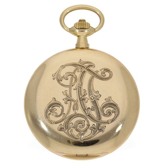 German 18 carat gold full hunter cased watch with original box Circa 1911