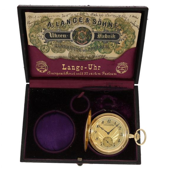 German 18 carat gold full hunter cased watch with original box Circa 1911 German 18 carat gold full hunter cased watch with original box Circa 1911