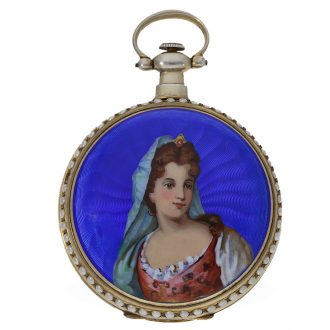 Swiss silver gilt pair of enamelled watches for Chinese market Circa 1880 Swiss silver gilt pair of enamelled watches for Chinese market Circa 1880